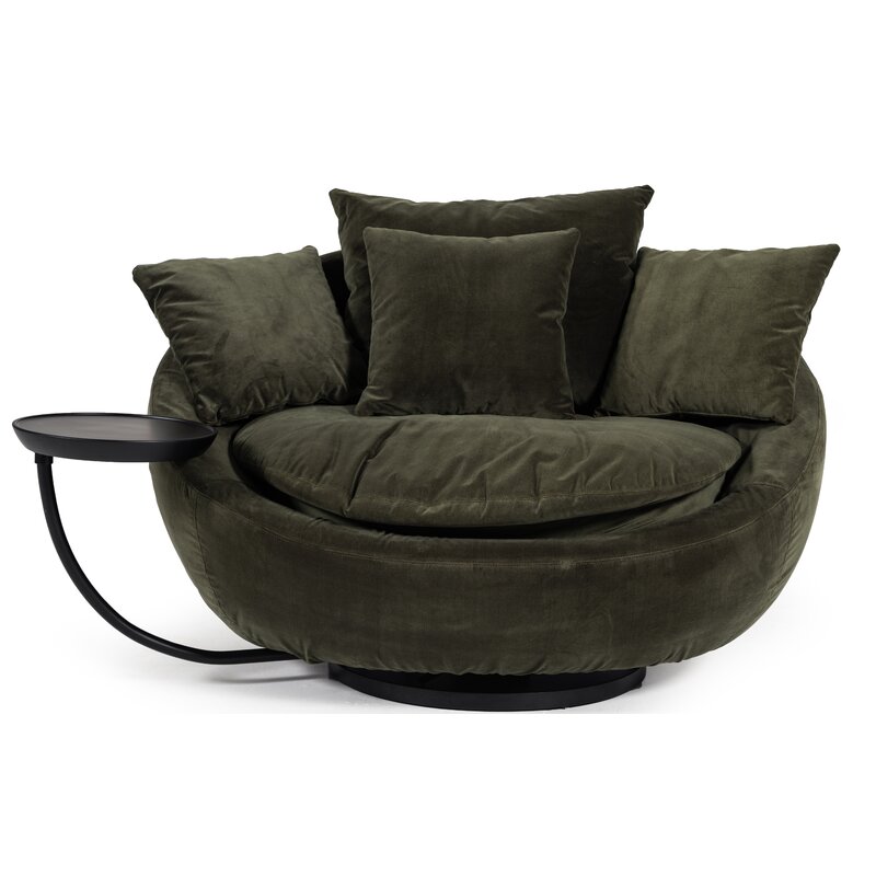 Brayden Studio Joleen Modern Round Velvet Swivel Lounge Chair | Wayfair